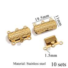 Conjunto de 10 peças de fechos e conectores de aço inoxidável 304 para confecção de colares e pulseiras DIY - fivela - Ver 14