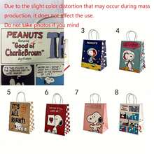 Bolsas de regalo de fiesta de Snoopy de Peanuts, bolsas de papel con estampado de dibujos animados lindos, bolsas de regalo con múltiples patrones de personajes de dibujos animados de Peanuts, adecuadas para empaquetar regalos de cumpleaños y fiestas de estudiantes - Multicolor - Ver 9
