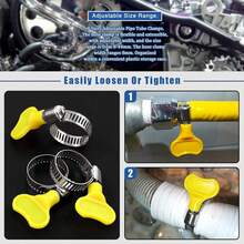 5PCS/10PCS Yellow Stainless Steel Hose Clamp, Adjustable Thumb Screw Key Clamp, (16-25mm), Very Suitable For Pipeline, Automobile And Mechanical Applications. - Hose Clamps - View 6