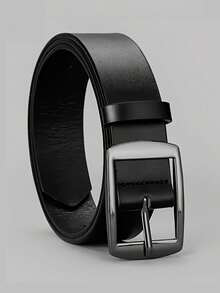 新款时尚休闲奢华男士皮带，高品质PU皮革，金属针扣，设计师款，尺码齐全 - 百搭牛仔裤、连衣裙及休闲装，男女皆宜 - 黑色 - 查看 7