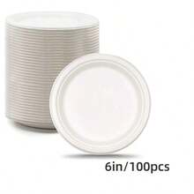 10/50pcs 6/8 Inch Thick Luxury Sugarcane Fiber Paper Plates - Reusable, Leak-Proof, Disposable, Suitable For Celebration Events - Multicolor - View 9