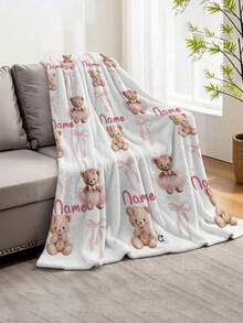 1pc Customized Bear Theme Flannel Blanket, Soft, Lightweight, Suitable For Sofa, Bed, Outdoor - Perfect Birthday And Holiday Gift For Family And Friends, Suitable For All Seasons - Multicolor - View 4