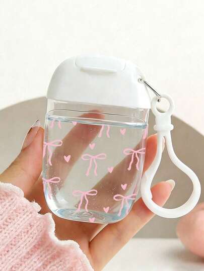 30ml Transparent Alcohol Spray Bottle, Pink Bow Hand Sanitizer Bottle, Travel Hook Keychain, White Flip-Cap Hand Sanitizer/Perfume Bottle, Hawaii Travel Portable Cosmetic Bottle