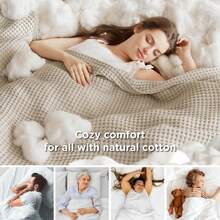 Bedsure Summer Vacation Bedding Set (Holiday Essentials), 100% Cotton Blanket, Ultra Soft Waffle Weave Blanket For Bed, Thin Lightweight Breathable Bedding Gifts, Twin XL Blanket, Soft Bedding Set Gift For Graduation/Vacation/Birthday Decoration/Back To School, For Room Decor, Home Decor, Bedroom Decor, Dorm Decor, Father's Day Gift - Màu sắc thực sự của cây gai dầu - Xem 4