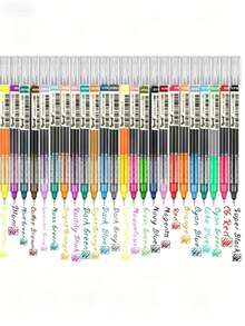 24 Colors Liquid Ink Gel Pens, Large Ink Capacity Design For Long-Lasting Use, Smooth Writing With No Leakage, Suitable For Planners, Office Workers, Moms, And Creators. Precise For Signing Documents, Meeting Notes, Journaling, Scheduling, Drawing, DIY Crafts And More. Vibrant Colors With High Visibility, Create Clear And Creative Writing Effects Balancing Practicality And Creativity. - Multiple Styles - View 1