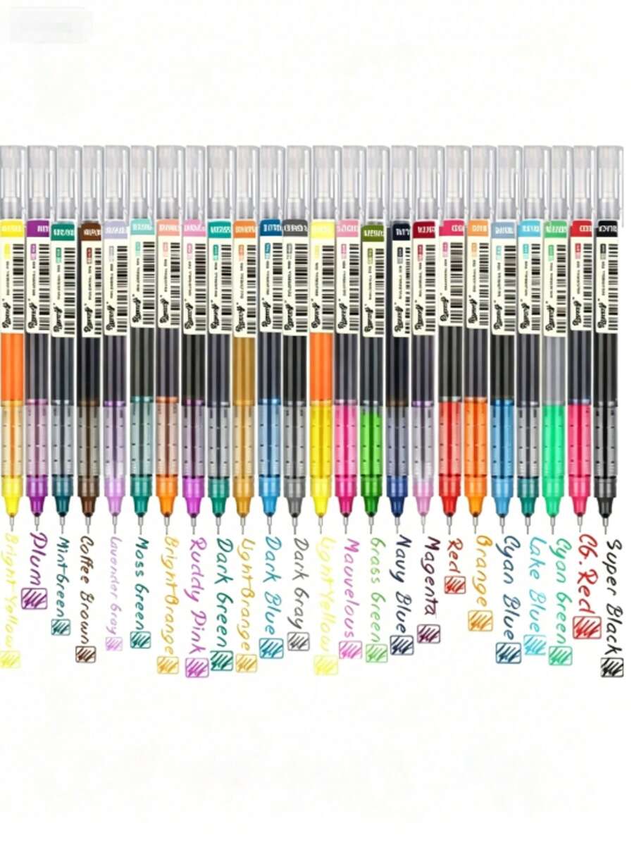 24 Colors Liquid Ink Gel Pens, Large Ink Capacity Design For Long-Lasting Use, Smooth Writing With No Leakage, Suitable For Planners, Office Workers, Moms, And Creators. Precise For Signing Documents, Meeting Notes, Journaling, Scheduling, Drawing, DIY Crafts And More. Vibrant Colors With High Visibility, Create Clear And Creative Writing Effects Balancing Practicality And Creativity. - Multiple Styles - View 1