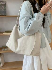 Túi tote vải canvas cỡ lớn phong cách Hàn Quốc mới năm 2026, túi đeo vai chéo dành cho sinh viên đại học và người đi làm. - trắng - Xem 9