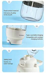 HYUNDAI Juicer portabel, model 2026, kapasitas besar 800ml, pisau stainless steel, menghancurkan es dengan halus dan merata, sekali tekan tombol mulai, menghaluskan tanpa meluap, cocok untuk smoothie dan minuman protein. - 800 ml - View 7