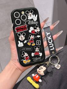 This Disney Mickey Mouse Lanyard Phone Case Is Fully Covered In TPU Material. It's Shockproof, Lightweight, And Compatible With IPhone17/16/11/13/15/15 Plus/15 Pro/15 Pro Max/12/14 Pro Max/11 Pro Max/12 Pro/12 Pro Max/13. This Phone Case Makes A Popular Birthday Gift Or Business Gift; It's Durable, Stain- And Fingerprint Resistant, And Suitable For Both Men And Women. The Set Also Includes A Mickey Mouse Phone Case And A Mickey Mouse Plush Bracelet. It's A Perfect Gift For Friends And Family. This Stylish Phone Case Is Fun, Lightweight, And Durable. IPhone17 Pro Max Phone Case, Minnie Mouse Phone Case. - trắng - Xem 3