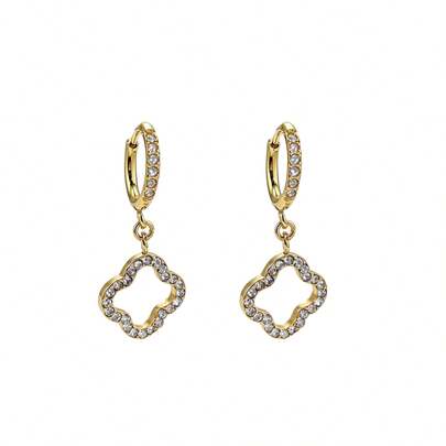 Pendientes de lujo con circonita incrustada para mujeres, estilo europeo y americano, pendientes de moda chapados en oro de acero inoxidable