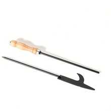Heavy Duty Wrought Iron Fire Pit Tool With Wooden Handle And Hook, Suitable For Campfire, Fireplace, Indoor And Outdoor Use - B - View 10