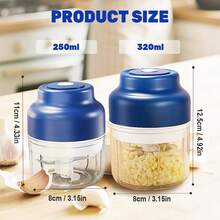 Blue Garlic Chopper – USB Rechargeable Food Processor, One-Garlic, Onion, Chili, Nuts & Vegetables (250ml) - Blue - View 4