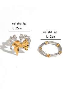 Bộ 2 chiếc nhẫn nơ bằng thép không gỉ dành cho nữ - Nhiều màu - Xem 4