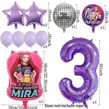 KPop Demon Hunters Purple Cool Girl Kids Birthday Party Decor Balloon Number Set, Baby Shower Party Supplies, Gift & Toy - Balloon Set - View 4