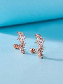 2 đôi khuyên tai kẹp vành tai nữ thời trang, thanh lịch, đính đá Cubic Zirconia hình ngôi sao lấp lánh, dễ thương và tinh tế, thích hợp để đeo hàng ngày, kỷ niệm và những dịp trang trọng. - Ngôi sao - Xem 2