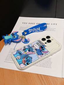 Disney Has Authorized, Phone Case - Chain Set, The Stitch Lilo & Stitch Phone Case Plus A Silicone 3D Or Fluffy Style Stitch Bracelet With Metallic Ring Removable Bracelet, Stitch And Angel Pattern, Compatible With Iphone 17/16/15/14/13/12/11/XS/XR/X Plus Pro Max, Wavy Design Phone Case For Girl, A Stylish Cartoon Summer Phone Case, The Perfect Gift Choice, Phone Protection, Durable Phone Cover, Great Gift For Friends And Family - Màu trắng kiểu A - Xem 5
