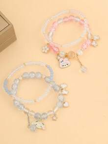 SANRIO 1pc My Melody Crystal Beaded Bracelet, Niche Design Jewelry Accessory - A - View 4