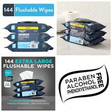 Extra Large Flushable Wet Wipes Fragrance Free 144 Count 3 Pack - 1 - View 1