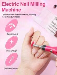 电动美甲钻，专业美甲护理抛光工具套装，迷你USB美甲钻，配备6个钻头和6个砂圈，粉色和黑色指甲锉卸甲器，美甲钻抛光机，亚克力凝胶美甲钻，指甲锉钻，美甲护理，适合家庭使用、美甲沙龙及女性个人使用 - 彩色 - 查看 2