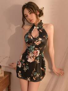1 Stück sexy Cheongsam Kleid, eng anliegendes Livestream-Kostüm, Fotografie-Geschenk, Rollenspiel Hanfu Cheongsam (empfohlenes Gewicht 80-110 Pfund) - Schwarz - Übersicht 1