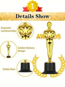 1/3/5/10pcs Gold Trophy, Gold Medal, Mini Trophy, Star-Shaped Little Gold Man Trophy, Plastic Trophy, Suitable For Competition, Event, Sports Match, Party Decoration, Performance, Award Ceremony And Recognition Gift - A - View 4
