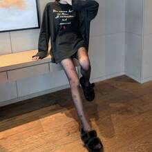 Sexy Ins-Style Women's Black Polka Dot Thigh-High Mesh Lace Pantyhose, Black Stockings, Internet Celebrity Beautiful Legs - Chấm đen lớn - Xem 10