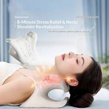 1pc Neck And Shoulder Relaxation Device, Cervical Traction Equipment For Neck Correction, Spinal Massage Pillow Neck Stretcher - Grey - View 2