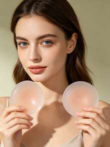 2-4pcs Reusable Thin Nude Nipple Covers + Storage Box, Strapless Invisible Self-Adhesive Breast Petals, Convenient To Carry, Lingerie & Intimates, Prevent Nipple Protrusion Embarrassment, Suitable For Low-Cut Dresses At Parties/Events - Apricot - View 1