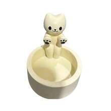 2026 Fashionable Casual Light Luxury Best-Selling New Cat Candle Holder Cute Candle Holder Candle Design Decorative Ornament Home Garden Resin Craft Ornament - 貓咪燭台-白色 - 查看 3