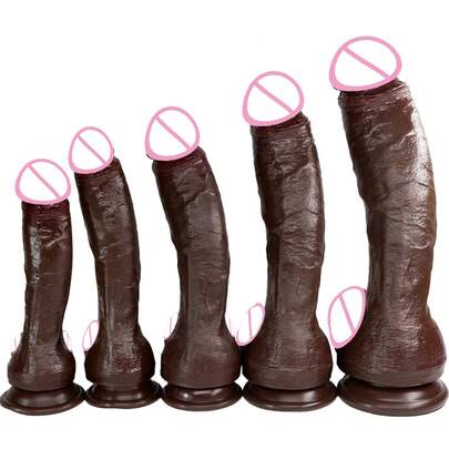 JINUU 1 pieza Dildo realista negro de 5 tamaños. Dildo enorme de 12.99 pulgadas, juguete sexual realista y enorme para hombres