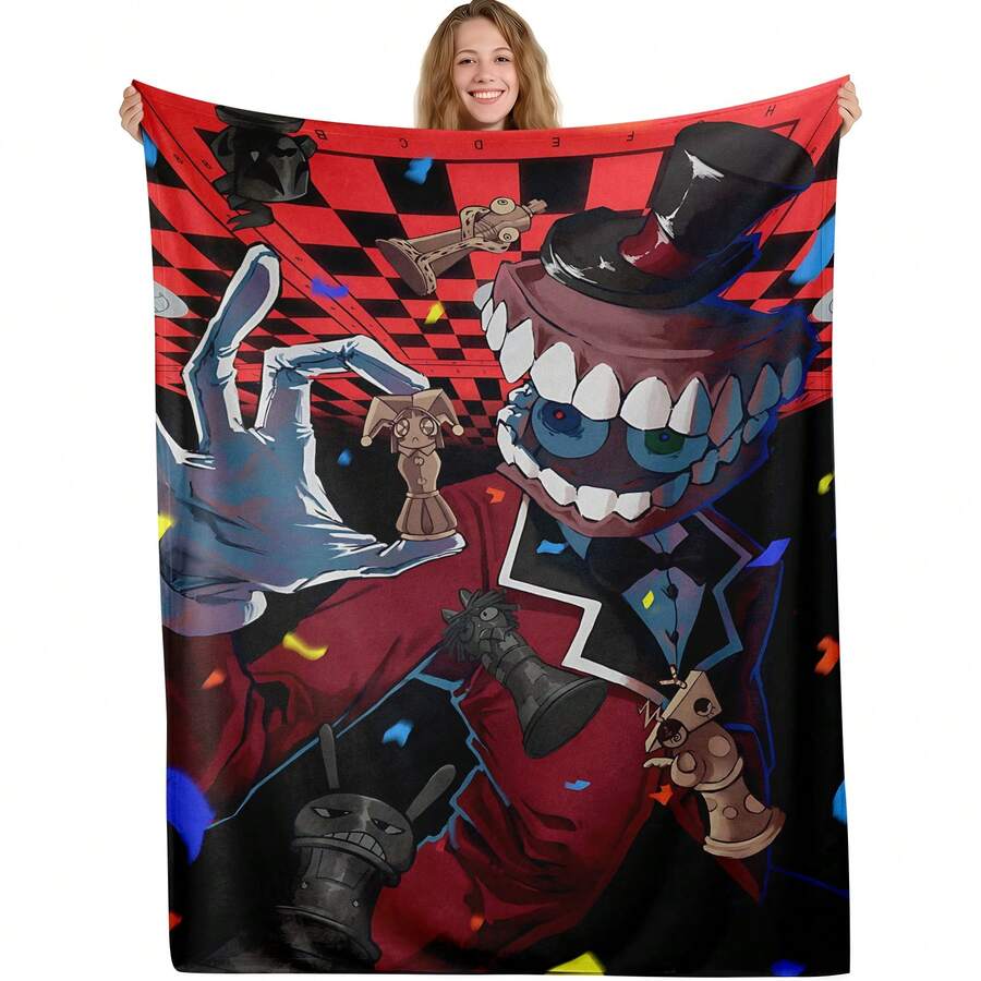 TADC Frog Jax Flannel Throw Blanket, The A-Amazing D-Digital Circus Cartoon Art Design, Soft Cozy Reversible Plush For Couch, Unique Pop Culture Gift For Fans,  Wall Home Decor For Bedroom Living Room - 多色9 - 查看 1