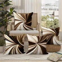 4pcs Modern Brown Abstract Swirl Minimalist Pattern Throw Pillow Covers, Sofa Chair Decor, Single-Sided Printed Cushion Covers, Home Decor, Pillow Inserts Not Included (Single-Sided Printed, Pillow Inserts Not Included) - A - View 10