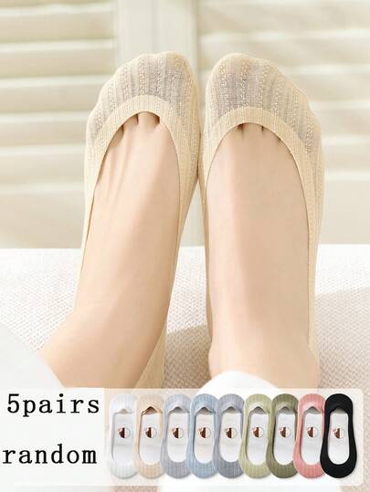 1/3/5 đôi tất lót lưới thoáng khí dành cho nữ, tất siêu mỏng pha cotton chống trượt, tất cổ thấp che phủ bàn chân cho giày bệt, giày cao gót và giày lười.
