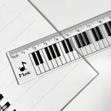 1 pieza Regla para amantes de la música, con forma de teclado de piano, herramienta para medir partituras, gran regalo para niños, amigos y compañeros de clase - música - Ver 4