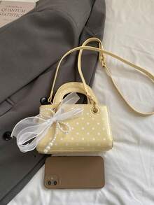 2026新款极简波点小号手提包，女士时尚单肩斜挎包，夏季时尚 - Butter Yellow - 查看 8
