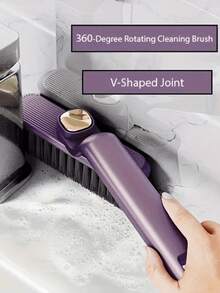 1pc Multi-Functional Rotating Cleaning Brush, Made Of Plastic, 360° Stiff Bristle Head, V-Shaped Connector, Suitable For Tile And Bathroom Crevice Cleaning, Can Clean Bathroom Crevices, Household Hard Crevices, Kitchen Rotating Crevices, Bathroom And Kitchen Accessories, Holiday Gift, Random Color And Style - Multicolor - View 5