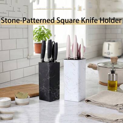 Knife Holder, Plastic Knife Stand Insert, Kitchen Accessory, Plastic Knife Stand, Plug-Free Kitchen Storage Rack, Black Chef Knife Holder With Brush, Desktop Organizer Tool, Knife Holder Organizer Tool Set, Universal Accessory Organizer Rack, Kitchen Storage Rack