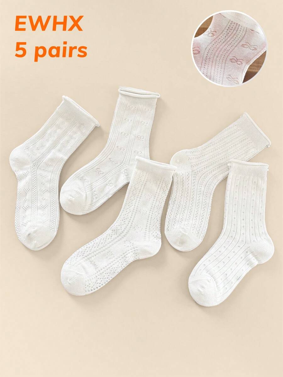 5 đôi tất mùa hè màu trắng ngọt ngào cho bé gái, tất cổ ngắn mỏng thoáng khí bằng lưới cho bé gái, tất công chúa - Nhiều màu - Xem 1