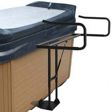Elevador ajustable para cubierta de jacuzzi – Asistencia hidráulica – Operación por una sola persona – Brazos en U plegables que ahorran espacio – Instalación fácil bajo el borde – Compatible con la mayoría de spas y jacuzzis, de 69" a 96" – Accesorio práctico para spa - Barra de gas individual con ancho de 53,1" a 92,5" - Ver 1