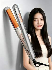 二合一专业美发直发器/卷发器，大尺寸加热板，温度控制，液晶显示屏，适合沙龙和家庭使用 - 灰色 - 查看 2