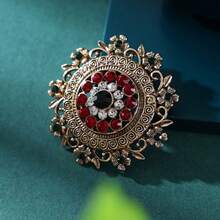 1pc Vintage British Style Round Shield Alloy Brooch, Unisex Badge Pin Decor For Clothes & Bags - Antique Gold Round Shield Brooch - View 11