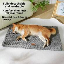 1 pieza Almohadilla para mascotas, Alfombra para perro/gato, Extraíble y lavable, Adecuada para todas las estaciones, Cómoda alfombrilla antideslizante para perros y gatos pequeños/medianos/grandes - Gris Oscuro - Ver 3