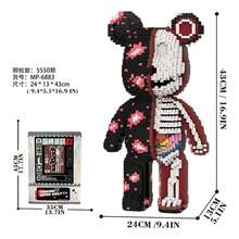 7220 Stücke 16,9 Zoll/43 cm DIY-Serie Partikel Großer Bauklötze Montage Spielzeug, Halb-Körper Mechanischer Bär Spielzeug Erwachsenen Puzzle, Kreative Heimdekoration, Stressabbau Spielzeug, Geeignet für Halloween, Valentinstag, Geburtstag, Weihnachten, Neujahrsgeschenke, Geeignet für Männer und Frauen - Verschiedenfarbig - Übersicht 13