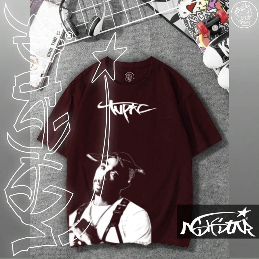 Premium 100% Cotton T-Shirt Featuring The Rap Singer "2P Vector" From Ashstar. - Màu Tím - Xem 1