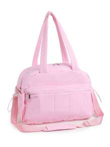 Pink Travel Tote Bag, Multi-Pocket Luggage Bag With Detachable Shoulder Strap. Spacious Capacity And Soft Material Provide Comfortable And Practical Use. Favored By Those Pursuing Comfort And Practicality, Its Rich Texture And Spacious Layout Make It A Reliable Companion. - Pink - View 4