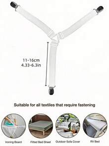 4pcs Triangle Quilt Clips, Metal Adjustable Elastic Bands Quilt Fasteners, Practical Invisible Non-Slip Bedsheet Clips, Suitable For Sofa Cushions, Quilts, Home Textiles, Household Items - White - A - View 10