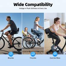 RainWeel Bike Seat With Backrest, Oversized Comfort Bicycle Saddle Replacement, Soft Memory Foam Padded PU Leather Bike Cushion, Oversized Comfort Bicycle Saddle, Ergonomically Designed Curved Seat, Soft Memory Foam Padded Cushion, Universal PU Cushion For E-Bike, Tricycle, Mountain Bike - 黑+灰 - 查看 9