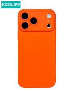 1 pieza Funda de teléfono suave de TPU de color naranja mate sólido Koolife, con gran diseño de recorte de cámara, protección anti-golpes, accesorio de moda diario, compatible con Apple 17/17 Pro/17 Pro Max - Naranja - Ver 4