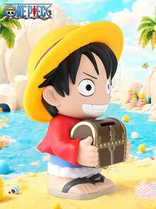 TOEI ANIMATION 1 pièce Tirelire officielle One Piece avec figurine version Q et design de coffre au trésor. Tirelire en PVC pour épargner, décoration de bureau et collection de fans. Cadeau parfait pour les passionnés de One Piece - Multicolore - Voir 4