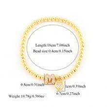 1 chiếc vòng tay đính hạt vàng hình trái tim bong bóng đơn giản cổ điển dành cho nữ - Vàng - Xem 2